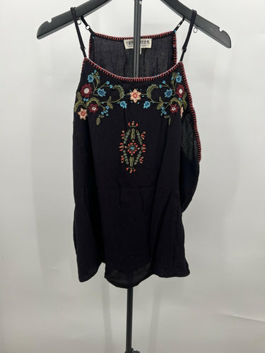 NWT Idyllwind Miranda Lambert Black Embroidered Tank Top Floral Boho Western S Lambert