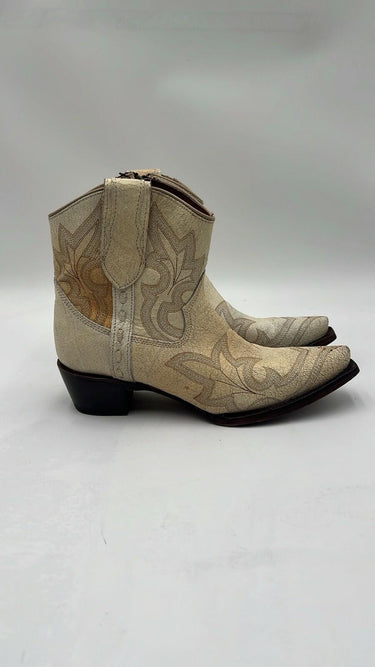 Circle G Women's Pearl Embroidered Ankle Bootie White Size 7 Circle G