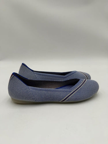 Women’s Rothy’s The Flat Round Toe Rare Blue With Reflective Stripe Size 8.5M Rothy’s