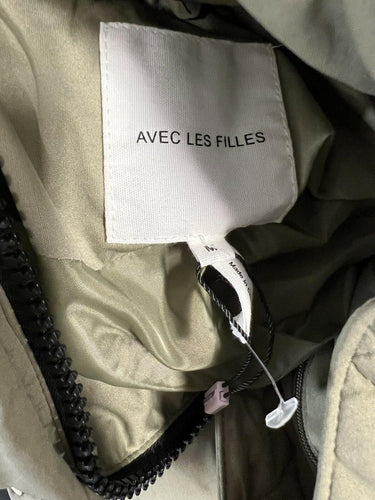 Avec Les Filles Vest Womens Green Sage Long Puffer Hooded Quilted Snap Zip M Avec Les Filles