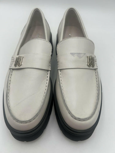 Amiri PS23WFL002 White Leather MA Platform Loafers Womens Size 8