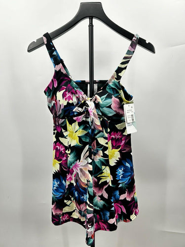 Swim Solutions Woman’s LANAI Printed Bow-Front Tummy Control Swimdress Size 10 Swim Solutions