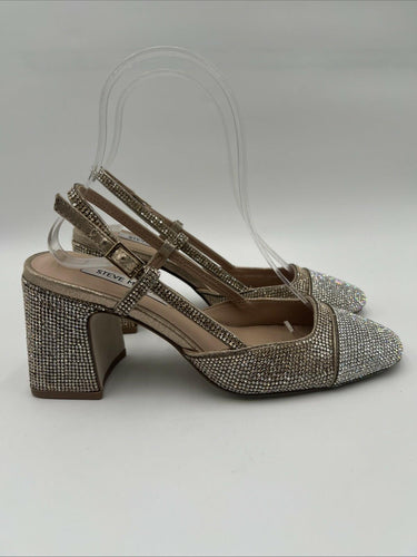 Women's Steve Madden Becka Sling Back Block Heel Pumps Gold/Silver Size 5.5M Steve Madden