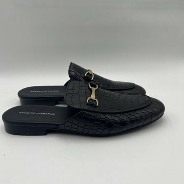 Men’s Saks Fifth Avenue Ronan black Leather croc-embossed mule Size 9 Saks Fifth Avenue