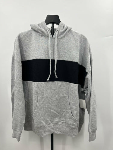Abound Hoodie Grey Heather Black Stripe Color Block Pullover L Abound