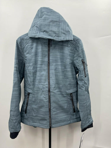 Free Country Softshell Jacket Womens Sage Blue Hooded Ink Stain Read Defect XL Free Country