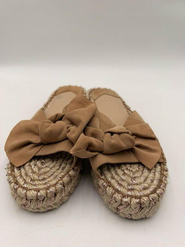 Alex + Alex Women’s Tan Suede Bow Espadrille Platform Slide Sandals Size 10