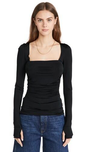 Free People Women's Wind Down Layering Top, Black, L Free People