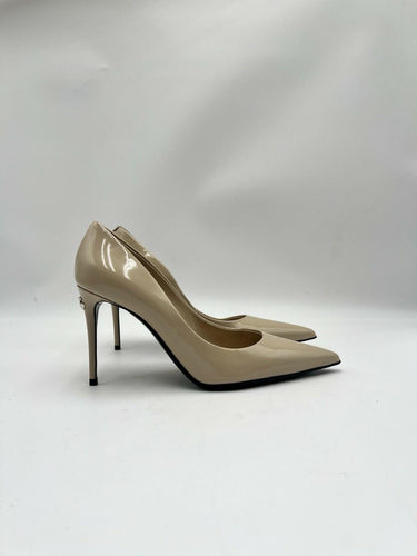 Dolce & Gabbana Kim pointed-toe pump in beige patent leather Size 37.5 Dolce&Gabbana