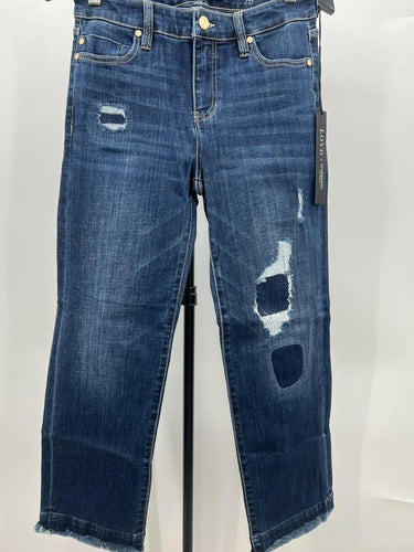 Liverpool Los Angeles Distressed Patched Cropped Raw Hem Jeans NWT Womens 4/27 Liverpool Jeans