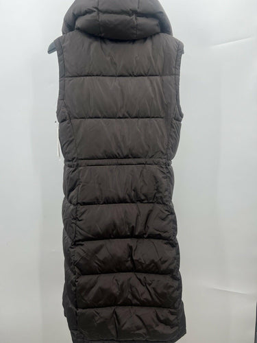 DKNY Vest Womens Brown Long Puffer Hooded Full Zip Pockets Quilted Winter NWT XS DKNY