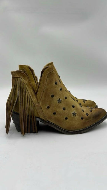 Circle G Women's Fringe Studded Roughout Booties Yellow Size 7M Circle G