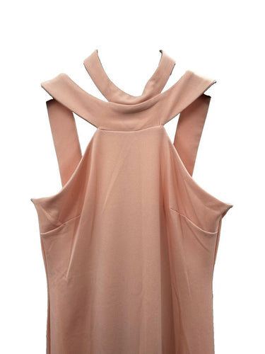 Bebe Woman’s blush pink halter maxi dress Cutout Straight Silhouette Size 10