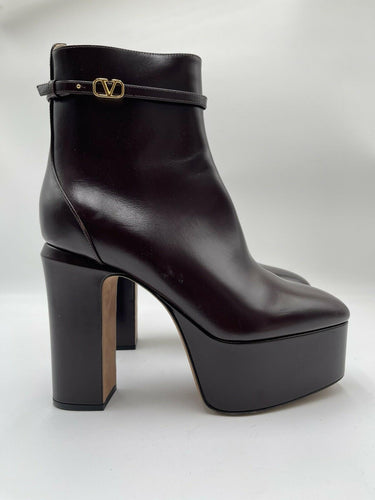 Valentino Garavani Tan-Go platform ankle boots in dark brown Leather Size 37.5 Valentino