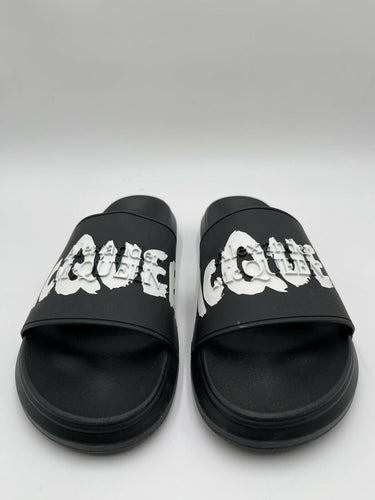 Alexander McQueen Graffiti Logo black rubber pool slide Size 41 Alexander Mcqueen