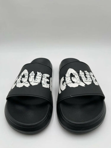 Alexander McQueen Graffiti Logo black rubber pool slide Size 41 Alexander Mcqueen
