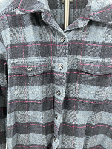 Patagonia Organic Cotton Flannel Plaid Shirt Blue Pink Pockets 2