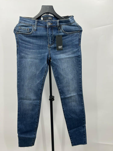 KUT From The Kloth Donna Ankle Skinny Jeans Medium Wash Raw Hem Stretch NWT 2 KUT from the Kloth