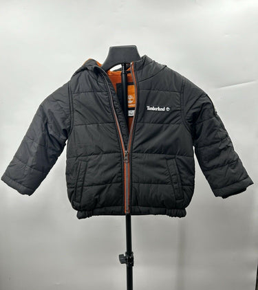 Timberland toddler black hooded puffer jacket Orange Lining 2T Timberland