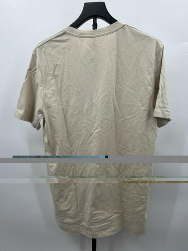 AllSaints Mens Beige T-Shirt Slim Fit Crew Neck Organic Cotton Ram Logo L