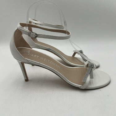 Women’s Stuart Weitzman Nudist Bow 100 sandal in white leather Size 9.5B Stuart Weitzman