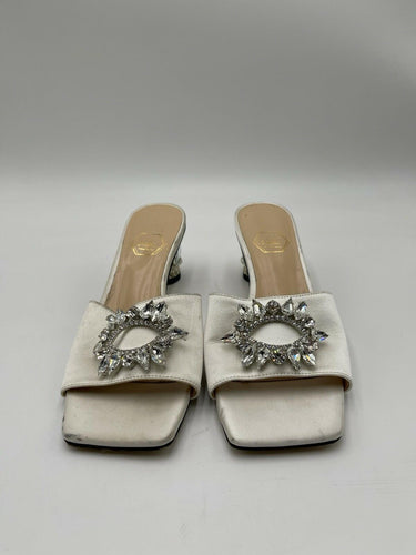 Nalebe Aurum crystal-embellished satin mules crystal heel Size 36 Nalebe Aurum