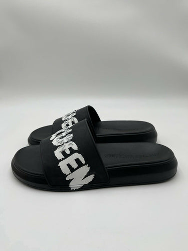Alexander McQueen Graffiti Logo black rubber pool slide Size 41.5 Alexander Mcqueen