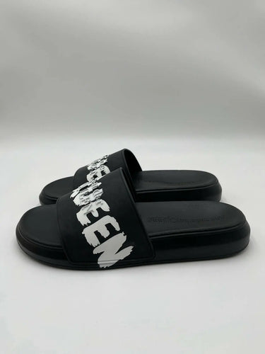 Alexander McQueen Graffiti Logo black rubber pool slide Size 41.5 Alexander Mcqueen
