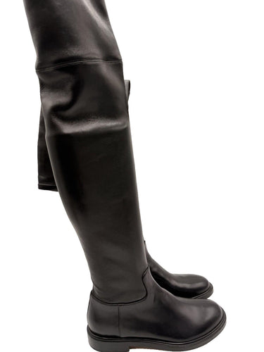 Valentino Garavani over-the-knee leather boots black Flat heel Size 37 Valentino