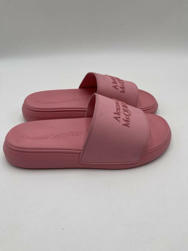 Alexander McQueen women's logo slides in pastel pink rubber Size 39.5 Alexander Mcqueen