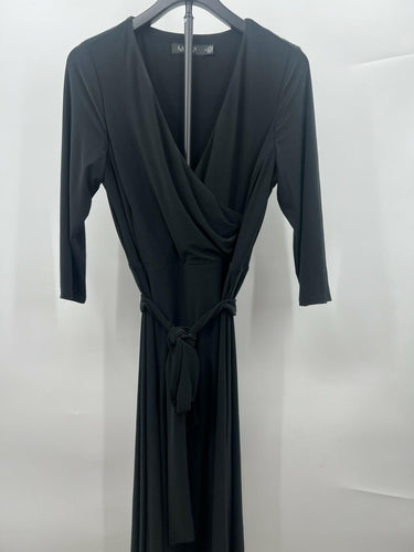 Lauren Ralph Lauren Wrap Dress Womens Black Faux Wrap Tie Waist Jersey Size 10 Lauren Ralph Lauren