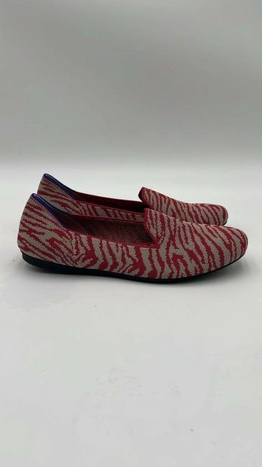 Women’s Rothy’s “THE LOAFER” White/Red Zebra Print Knit Round Toe Flats Size 5.5 Rothy’s