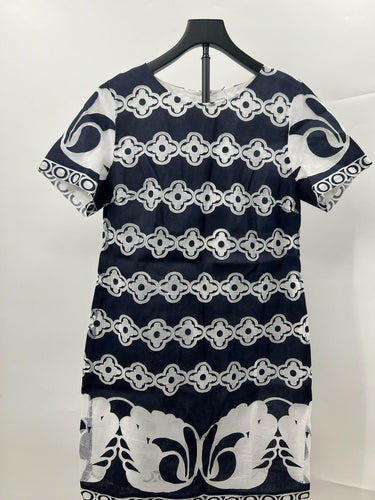 Crown & Ivy Dress Womens Lace Mesh Shift Navy White Floral Short Sleeve 6 Crown & Ivy