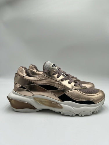 Valentino Garavani Metallic Rose Gold/Pink Bounce Low Top Sneakers Size 36.5 Valentino
