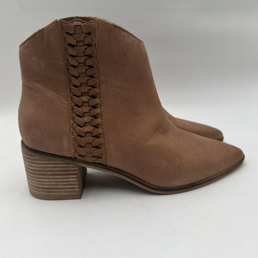 Lucky Brand COSMIO Brown Leather Pointed Toe Side Zip Western Bootie, Size 8.5M Lucky Brand