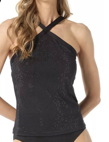Michael Kors Womens Studded High-Neck Tank Black XS Michael Kors