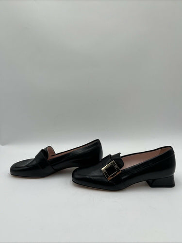Women’s Roger Vivier Mini Leather Loafers Black Size 36.5
