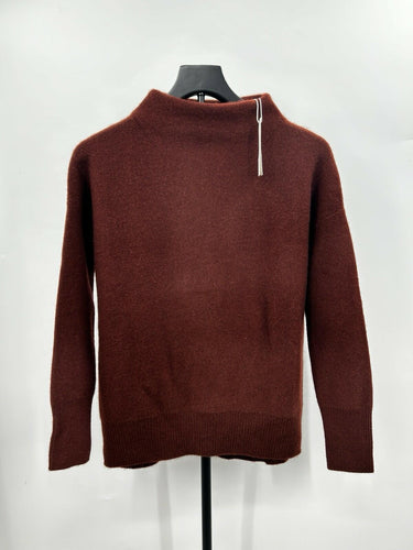 Vince Women's Boiled Cashmere Funnel Neck Pullover Brown Size XXS Vince