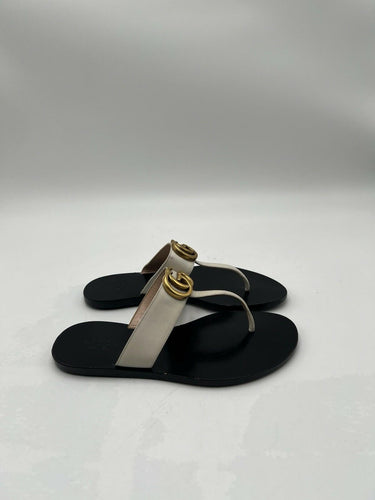 Gucci Women's Marmont white leather thong sandals Size 35 Gucci