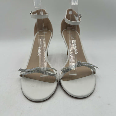 Women’s Stuart Weitzman Nudist Bow 100 sandal in white leather Size 9B Stuart Weitzman
