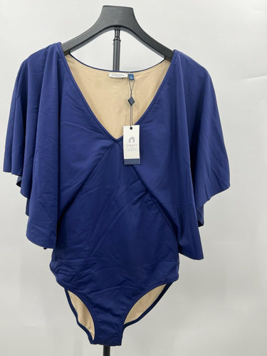 Cabana Life Navy Blue Cape Sleeve V-Neck One Piece Swimsuit Size M Cabana Life
