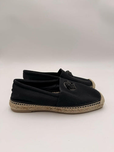 Women’s Versace La Medusa black canvas espadrilles Medusa head motif Size 35.5 Versace