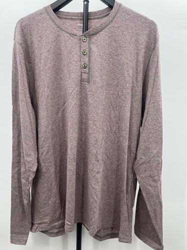 Abound Men's Henley Shirt Long Sleeve Heather Maroon Mauve XL Abound