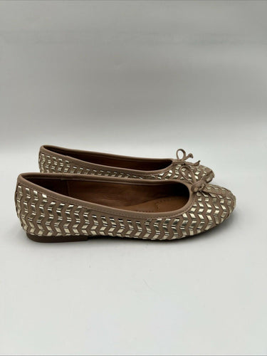 Women's Lucky Brand Sargena Ballet Slip Ok Flats Gold/Beige Size 6.5M Lucky Brand