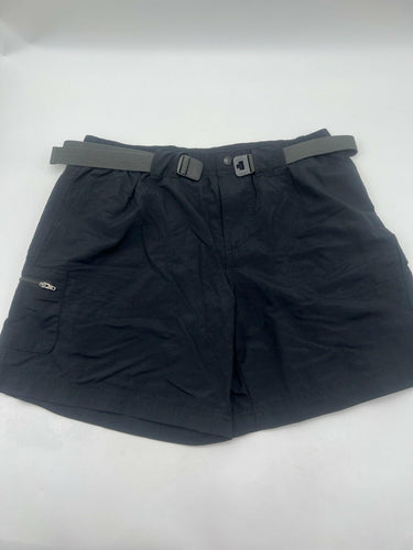 Columbia Black Cargo Hiking Shorts Womens Belted Nylon Zip Pocket Outdoor S Columbia