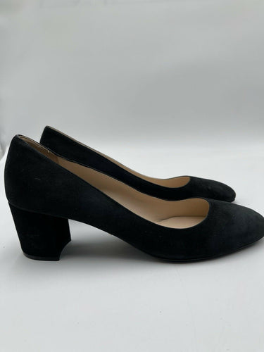 Women’s Prada Block-Heel Round Toe Pumps Black Suede Size 39 PRADA