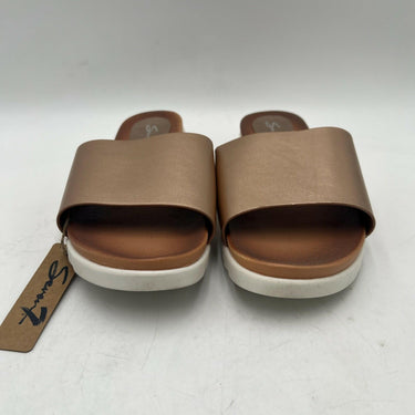 Seven7 Womens Pearl Faux Leather Casual Slide Sandals Metallic Size 10 M