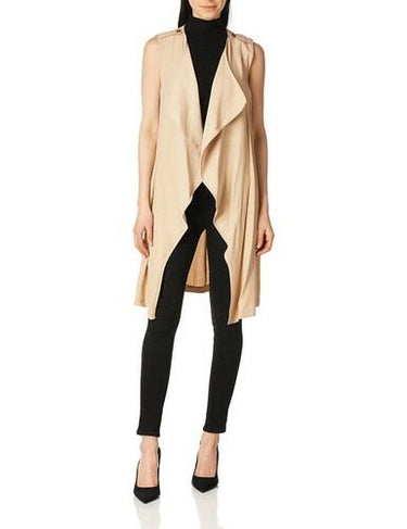 BCBGeneration Sleeveless Draped Front Vest Sand SIZE L BCBGeneration