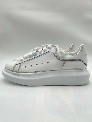 Alexander McQueen Oversized Sneakers White Leather iridescent silver Size 42 Alexander McQueen
