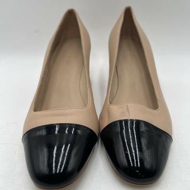 Women’s Stuart Weitzman Milla Slip On Beige Leather Cap Toe Pump Heels Size 9B Stuart Weitzman